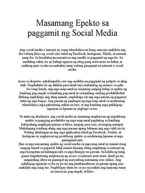 masamang epekto ng social media|Social Media's Impact on Youth Mental Health: Understanding .